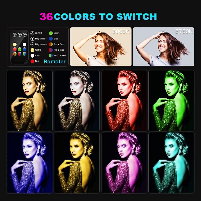 LUXCEO RGB LED Photography Lighting Portable Wand Handheld LED Video Light 1000 Lumens CRI 95+ USB Rechargeable with Remote Control, Carry Bag, Adjustable Color Temperature 3000K-6000K and 36 Colors - Image 4